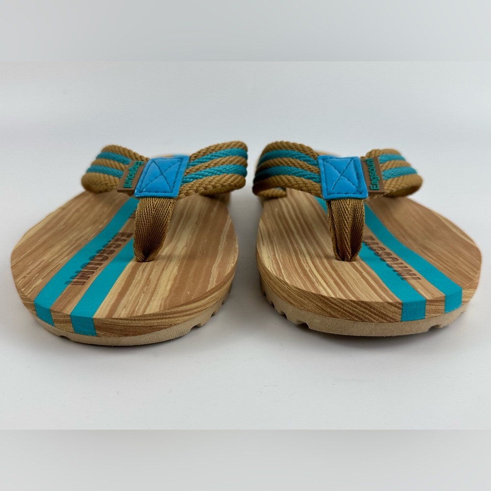 Eagsouni  Unisex Flip Flops, Casual Comfort Thong Sandals Tan/Blue Size 41 - Picture 2 of 11